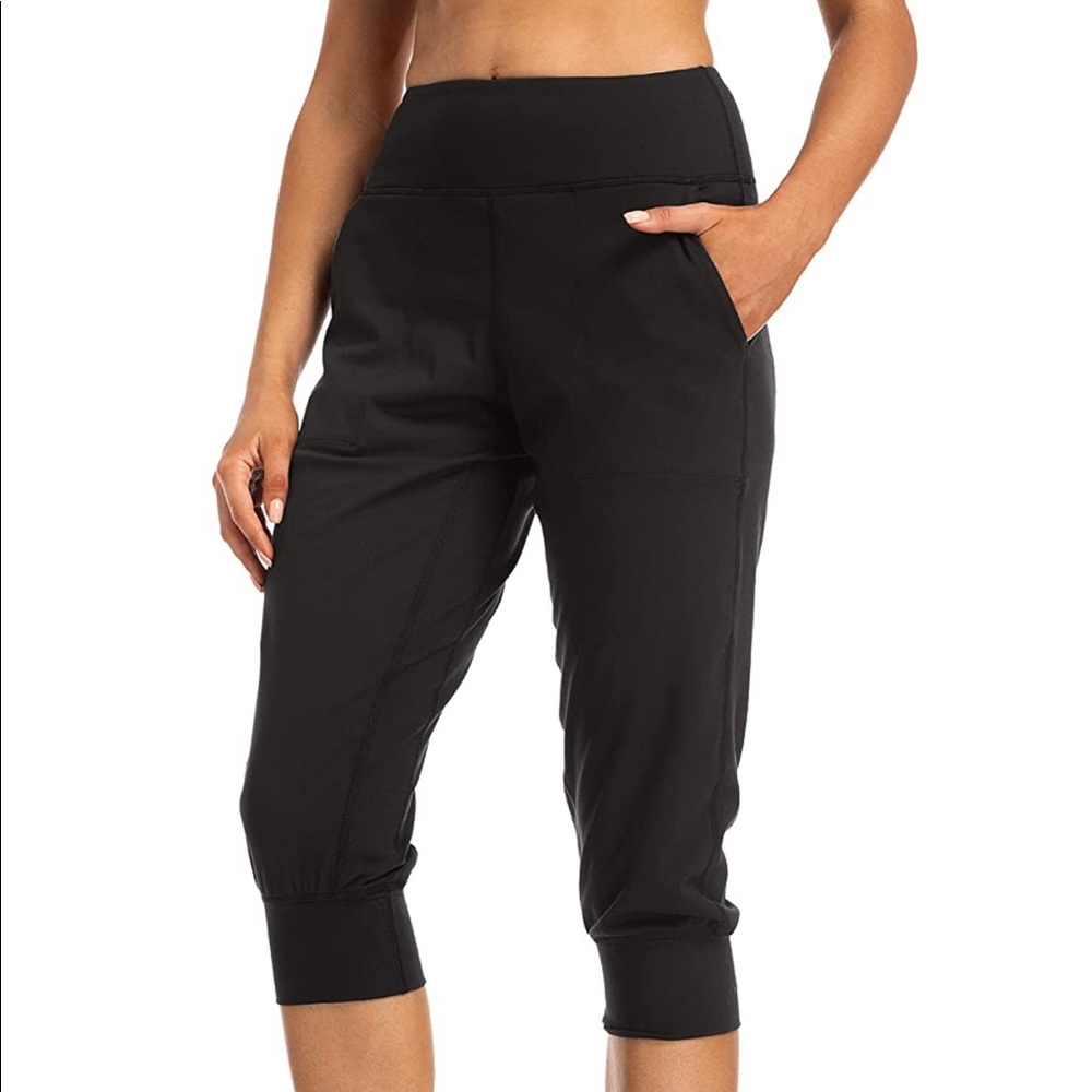 Black Calf Length Athletic Joggers